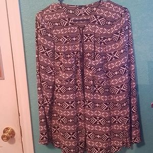 Tribal black and white blouse